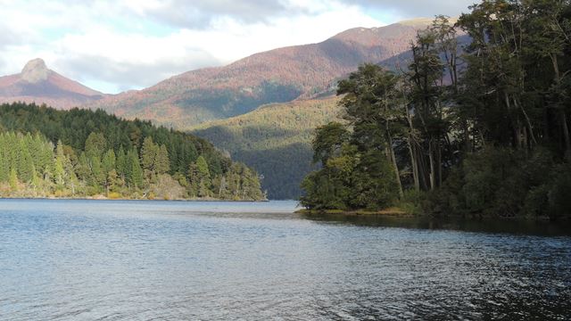 Lake Huechulafquen And Volcan Lanin